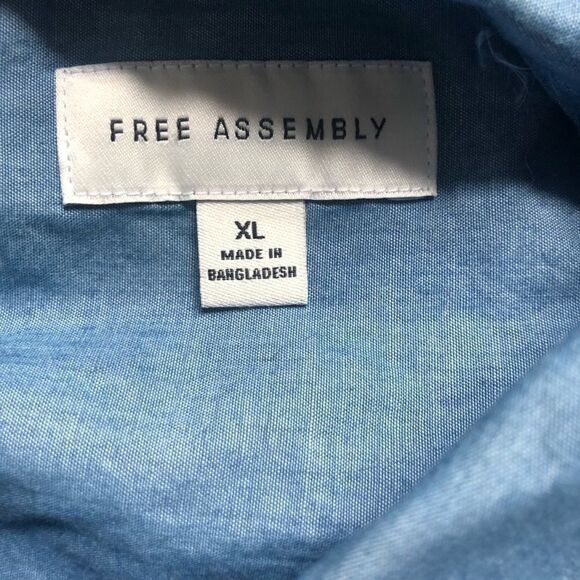 FREE ASSEMBLY DENIM Shirt, Blue Size XL - Picture 3 of 5